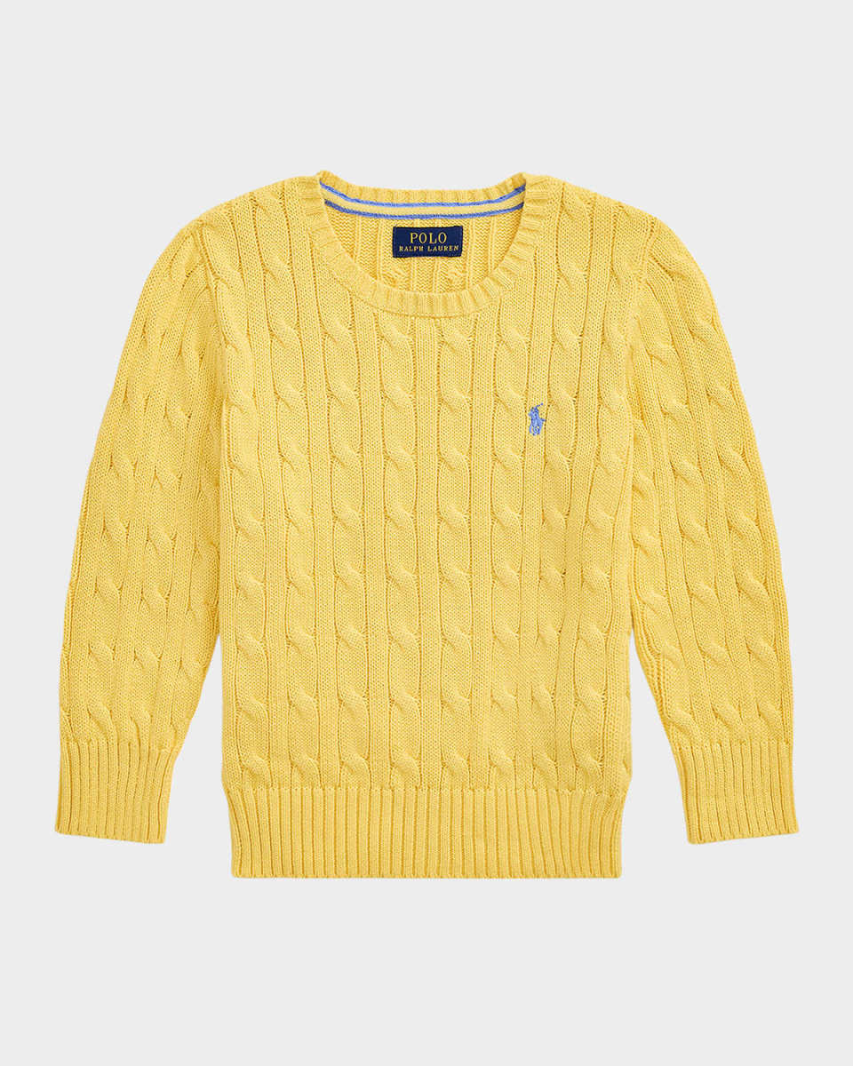 Boy's Combed Cotton Cable-Knit Sweater